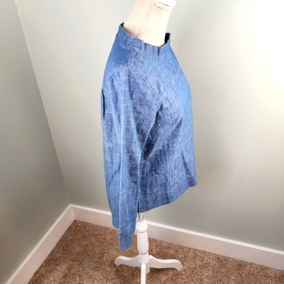 J. Crew Women’s Denim  Cotton Long Sleeve Pullover Blouse Top Button Size 00 - Picture 6 of 10